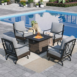 Sophia & William Metal Patio Furniture Set with Fire Pit Table, 5 Pieces