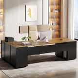 Tribesigns 85.8-Inch L-Shaped Executive Desk, Extra Large Modern Office Desk with File Drawers