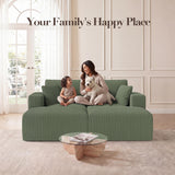 Modular Sectional Sofa Bed with Ottoman, 79" Boneless Cloud Couch, Green