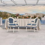 PURPLE LEAF French Bistro Patio Armchairs Set of 2, White Finish, Deep Blue