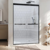 Kullavik Shower Door 44-48'' W x 72'' H Semi-Frameless Bypasss Bathroom Glass Shower Double Sliding Doors,1/4'' (6mm) Clear SGCC Tempered Glass with Explosion-Proof Film,Black