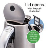 Hamilton Beach Professional Digital LCD Temperature Control Electric Tea Kettle, Water Boiler & Heater, 1.7 Liter, Fast Boiling 1500 Watts, Cordless, Auto-Shutoff & Boil-Dry Protection, Silver (41028)