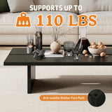 FHKJ 47.2" Modern Coffee Table for Living Room, Black Coffee Table Wood Living Room Table Rectangular Center Table Tea Table for Home Office