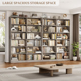 Bookshelf and Bookcase, 6-Tier Double Wide Bookshelves, Freestanding Display Storage Shelves