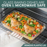 COOK WITH COLOR 8-Piece Deep Glass Baking Dish Set with Plastic Lids – Casserole and Food Storage Containers for Lasagna, Leftovers – Freezer-to-Oven, Microwave & Dishwasher Safe, Mint