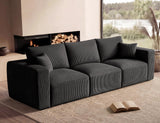 115" Modular Sectional Sofa, 3-Seater Boneless Cloud Couch, Black
