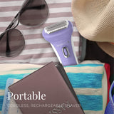 Remington Smooth & Silky Electric Shaver for Women, 4-Blade Smooth Glide Foil Shaver and Bikini Trimmer with Almond Oil Strip, Shave Wet or Dry