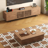 gaoyangjiaju Mid-Century Modern Expandable Coffee Table & TV Stand Set, Walnut Finish – Elegant Storage Combo for Living Room, Bedroom, or Lounge (70.87" TV Stand+Coffee Table)