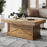 Lareth Coffee Table 39 in Rustic Center Table with X-Design Wooden Pedestal for Living Room, Space Saving, Rectangle Home Office Tea Accent Table for Dining Room Apartment, Walnut