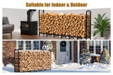 Gtongoko 8ft Heavy Duty Metal Firewood Rack Outdoor Indoor Adjustable Fire Wood Holder Rack for Fireplace, Log Racks for Firewood Outdoor, Wood Pile Storage Organizer, Black