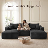 115" Modular Sectional Sofa, U Shaped Cloud Boneless Couch Black