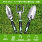 Garden Tool Set, 3 Pack Heavy Duty Gardening Kit and Forged Adze Pick