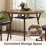 Pamapic Round Dining Table Set for 4, Kitchen Table and Chairs for 4, Dining Room Circle Dinner Pedestal Table