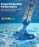 LanOcean 2026 Upgraded Powerful Hot Tub Vacuum Cordless, 15.8 Gals/Min Spa Vacuum for Hot Tub, Handheld Pool Vacuum Cleaner with Water Sensor, Small Pool Vacuum Rechargeable -90 Mins Running Time-Blue