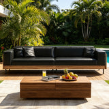 NessCarsti Outdoor Patio Sofa 4 Person 106.3" PU Leather Couch,Black