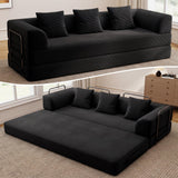 Living&Giving 89" Cloud Boneless Convertible Sofa Bed, 5-in-1 Foldable Compressed High-Density Sponge Sofa, Corduroy Fabric 3 Seater Sleeper Couch Futon Daybed for Living Room Bedroom (Black)