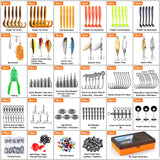 PLUSINNO 404 PCS Fishing Lures, Upgrade XL Fishing Tackle Box with Tackle Included, Crankbaits, Hooks, Weights, Other Accessories, Fishing Lure Bait Gear Equipment Kit Gift for Men Freshwater Bass PLUSINNO