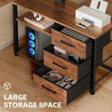 47 Inch L Shaped Desk with 3 Drawers Electric Standing Desks with Storage Computer Table Adjustable