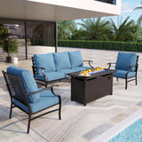 MIXPATIO 4-Piece Metal Patio Conversation Set, Fire Pit Table, 50,000 BTU
