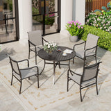 SUNSHINE VALLEY Patio Dining Set for 4, 42" Round Table, Textilene Chairs