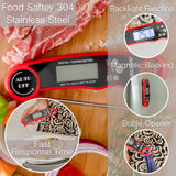 Digital Meat Thermometer with Bottle Opener - Waterproof Magnetic Instant Read Temperature Folding Probe for Cooking Hot Food Oil Fryer BBQ Grill Smoker Candy