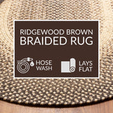 Super Area Rugs Braided Rugs 5X8 Farmhouse Kitchen Rug - Ridgewood Braided Rug for Living Room - Reversible - Indoor/Outdoor - Made in USA - Brown Velvet/Beige, 5' X 8' Oval
