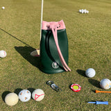 CROWNBLANKS PINKTEE Women Cabretta Leather Golf Gloves with Leather Golf Valuables Pouch, Size 19