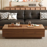 Mid-Century Modern Expandable Coffee Table, 47.2"-81.8" Adjustable Walnut Center Table with Large Hidden Storage for Living Room