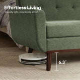 Kingfun 65.2" W Loveseat Sofa, Mid Century Modern Decor Love Seat Couches for Living Room, Button Tufted Upholstered Furniture, Solid & Easy to Install Small Couch for Bedroom Office Apartment, Green