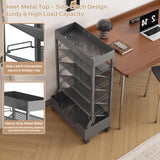 UMDONX Modern Mobile Book Cart Single-Sided Rolling Bookshelf with Metal Top & Base, Premium Snap-in Shelves, Heavy Duty & Elegant Storage, Gray
