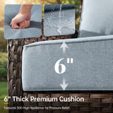 Outdoor Furniture Cushions, 6 inch Thick Seat Cushions for Outdoor Furniture, Waterproof 22x24 Patio Couch Cushions, Replacement Chair/Sofa Cushion, Include 3 Back & 3 Seat Cushion, Thick/BabyBlue