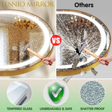 FENNIO 70" x 32" Large Luxury Wall Mounted Mirror with LED Lights - Oval Full Length LED Lighted Full Body Dressing Mirror for Bedroom, Salon, Brushed Aluminum Frame, Tempered Glass