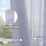 Macochico Extra Wide Natural Linen Linen Curtains Pinch Pleated for Sliding Glass Door Living Room Bedroom Light Filtering Privacy Window Treatments with Tieback, 120”Wx108”L, Lavender, 1 Panel