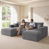 115" Modular Sectional Sofa, U Shaped Cloud Boneless Couch Grey