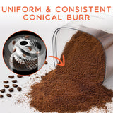 Ollygrin Conical Burr Coffee Grinder Electric, Coffee Grinder with 30 Grind Settings,Compact Burr Mill Grinder for Home Use, 2-12 Cups, Black