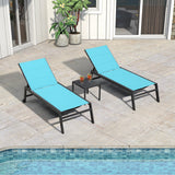 PURPLE LEAF Oversized Patio Chaise Lounge Set of 2 w/Wheels Turquoise Blue