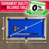GoSports 7 ft Pool Table with Wood Finish - Modern Billiards Table with 2 Cue Sticks, Balls, Rack, Felt Brush and Chalk - Choose Your Style