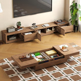 gaoyangjiaju Mid-Century Modern Expandable Coffee Table & TV Stand Set, Walnut Finish – Elegant Storage Combo for Living Room, Bedroom, or Lounge (78.54“ to 103" TV Stand+Coffee Table)
