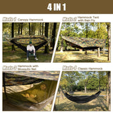 Night Cat Camping Hammock Tent: Lightweight Portable 4 in 1 Hammock with Rain Tarp and Mosquito Net for Hiking Jungle Outdoor Camouflage