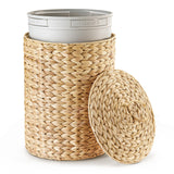 BLUEWEST Wicker Bathroom Trash Can with Lid, 4 Gal Water Hyacinth Trash Can
