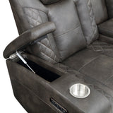 72" Power Reclining Sleeper Sofa Couch with USB Ports, Home Theater Power Reclining Loveseat with Cup Holders | Brownish Gray Lexicon