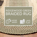 Super Area Rugs Large Braided Rugs 8X11 Farmhouse Kitchen Rug - Ridgewood Braided Rug for Living Room - Reversible - Indoor/Outdoor - Made in USA - Forest Green/Beige, 8' X 11' Oval