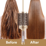 SIMPOR Large Round Brush for Blow Out, Nano Thermal Ceramic and Ionic Tech Round Barrel Hair Brush with Boar Bristles, Roller for Blow Drying (Gold, 4 inch, Barrel 2.7 Inch, 65mm)
