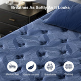 SURLUNKEYS King Mattress Medium Plush - 14 Inch Memory Foam Hybrid Mattress Strong Edge Support Without Motion Transfer for Deep Sleep, Blue