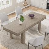 GarveeHome 63 in-86.6 in Extendable Dining Room Table for 6-10, Farmhouse Kitchen Tables w/Wooden Sturdy Frame, Large Rectangular Dinner Table for Dining Room, Kitchen