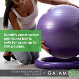 Gaiam Essentials Balance Ball & Base Kit, 65cm Yoga Ball Chair, Exercise Ball with Inflatable Ring Base for Home or Office Desk, Includes Air Pump - Navy Gaiam Essentials