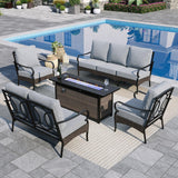 Sophia & William Metal Patio Furniture Set with Fire Pit Table, 7 Seats