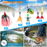 PLUSINNO Fishing Lures Fishing Tackle Box Fishing Bait Gifts for Men, Bass, Trout Fishing Accessories Kit for Saltwater & Freshwater Fishing Gear Including Topwater Lures, Hooks, Spinnerbaits PLUSINNO