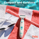 PalmPerfect Rechargeable Shaver for Women – Waterproof Electric Razor with Built-in LED Light – Includes Space-Saving Shower Wall Mount and USB Charging Cable – Safe for All Body Parts