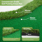 Golf Putting Green, 5x10ft Thickening Golf Putting Mat Professional Practice Training Mat with 3 Cups, 3 Flags and Realistic Turf, for Indoor Outdoor Home Backyard, Ideal Gift for Men Golfers Dad